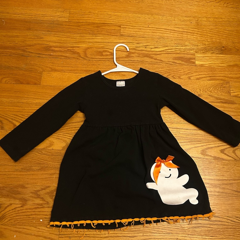 Black Dress with Ghost Design and Orange Accents
